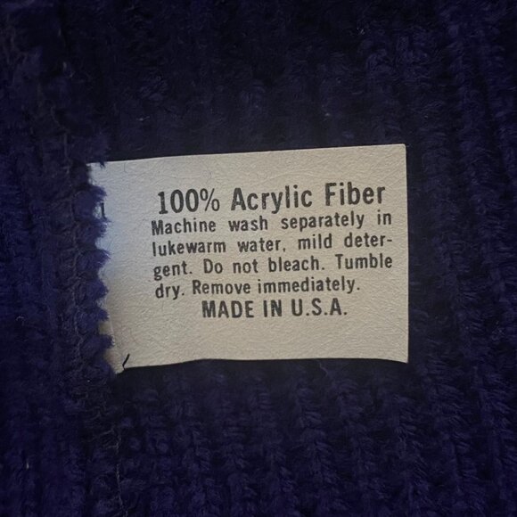 Vintage American Priority Full-Zip Ribbed-Knit Sweater Navy Blue Men's Medium - Picture 9 of 11